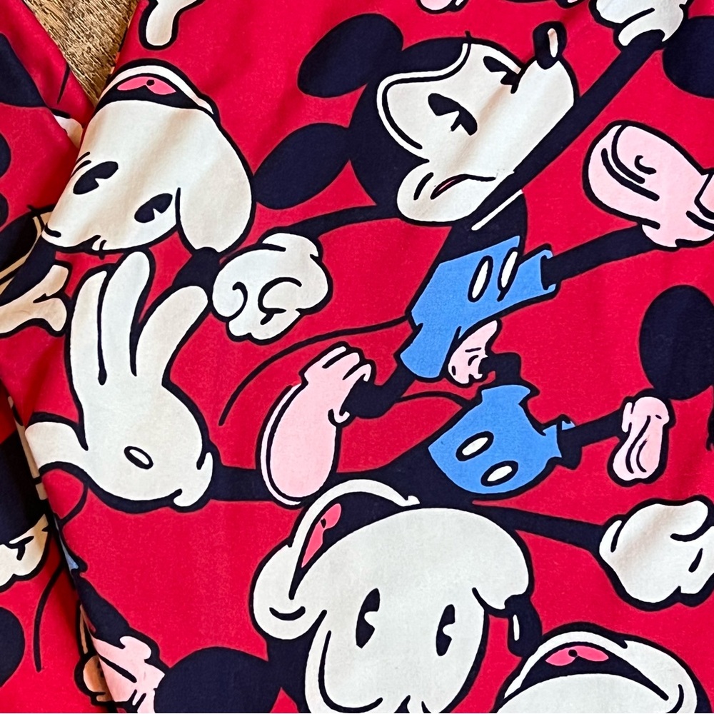 LuLaRoe Disney OS Leggings Bundle Mickey Mouse Pink 2 Pair One Size - Picture 5 of 8